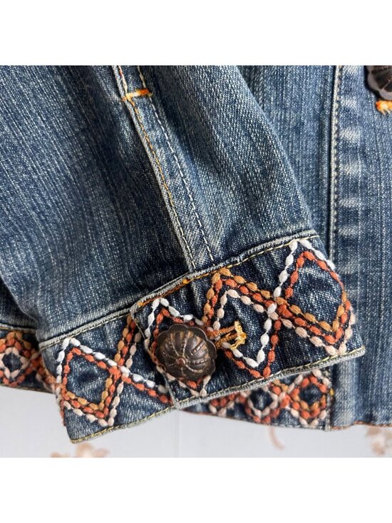 Coldwater Creek Women Western Boho Denim Jacket Size PS Southwestern Embroidered - Picture 6 of 13